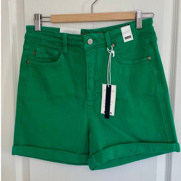 Judy Blue Pants - Judy Blue Karla High Rise Tummy Control Shorts XL Kelly Green St Patricks Day